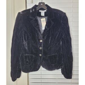 New VTG Y2K Womens Black Velvet Blazer Jacket 10 Versailles Whimsygoth coquette